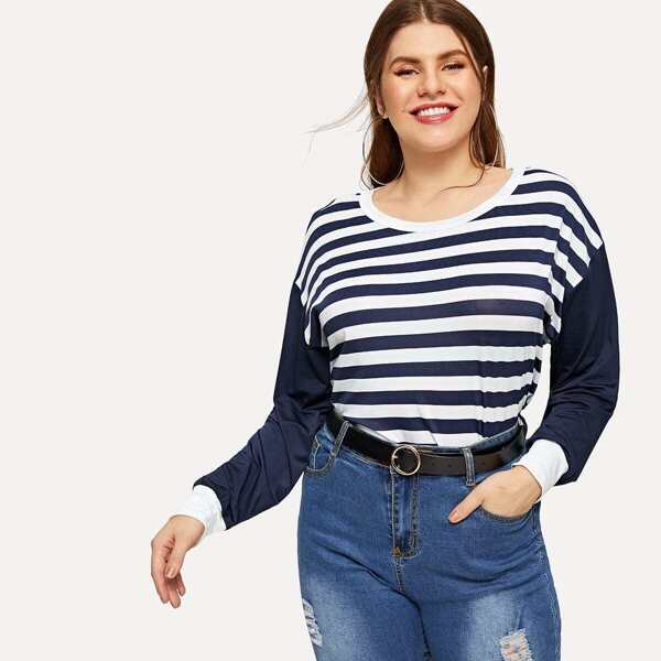 Plus Round Neck Striped Tee
Plus Round Neck Striped Tee