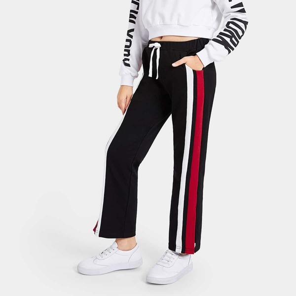 Girls Slit Hem Cut-and-sew Sweatpants
Girls Slit Hem Cut-and-sew Sweatpants