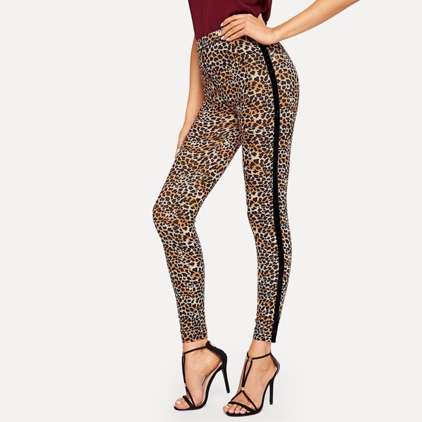 Contrast Sideseam Leopard Leggings 
Contrast Sideseam Leopard Leggings
