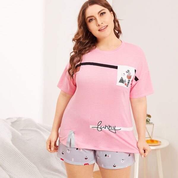 Plus Cartoon And Letter Print Pajama Set
Plus Cartoon And Letter Print Pajama Set