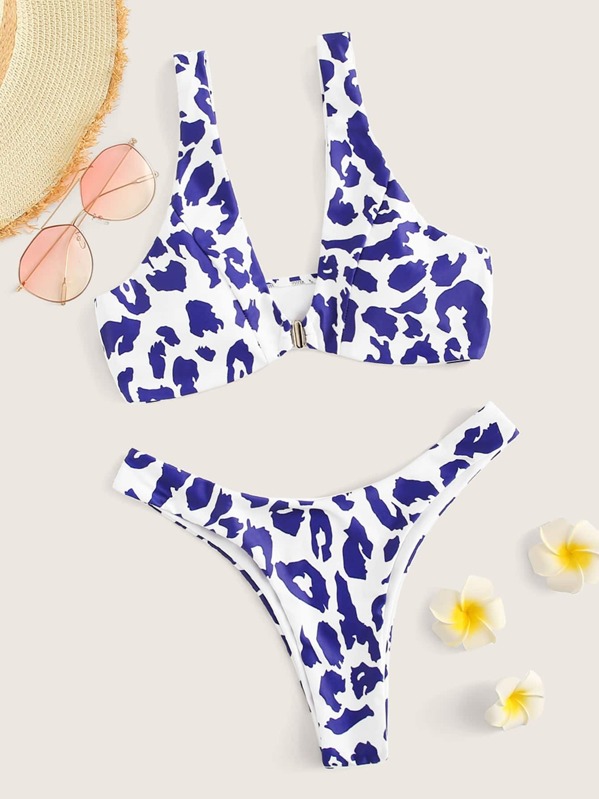 Plunging Top With High Leg Bikini Set, Multicolor
Plunging Top With High Leg Bikini Set, Multicolor