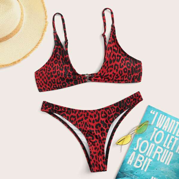 Leopard Print Top With Hipster Cheeky Bikini Set
Leopard Print Top With Hipster Cheeky Bikini Set