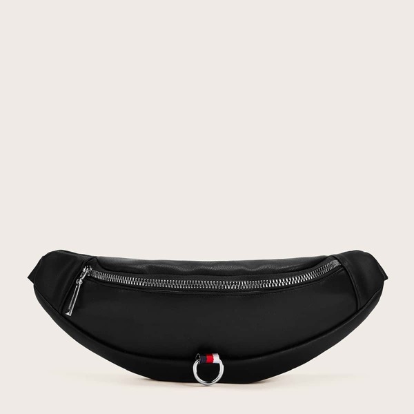 Ring Decor Zipper Fanny Pack, Black 
Ring Decor Zipper Fanny Pack, Black