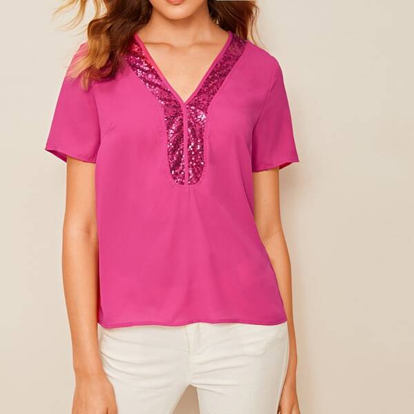 Contrast Sequin Trim Blouse
Contrast Sequin Trim Blouse