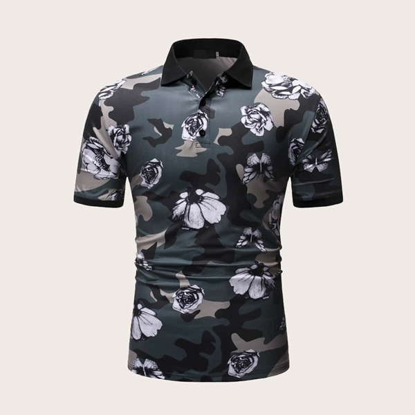 Men Floral & Camo Print Polo Shirt 
Men Floral & Camo Print Polo Shirt