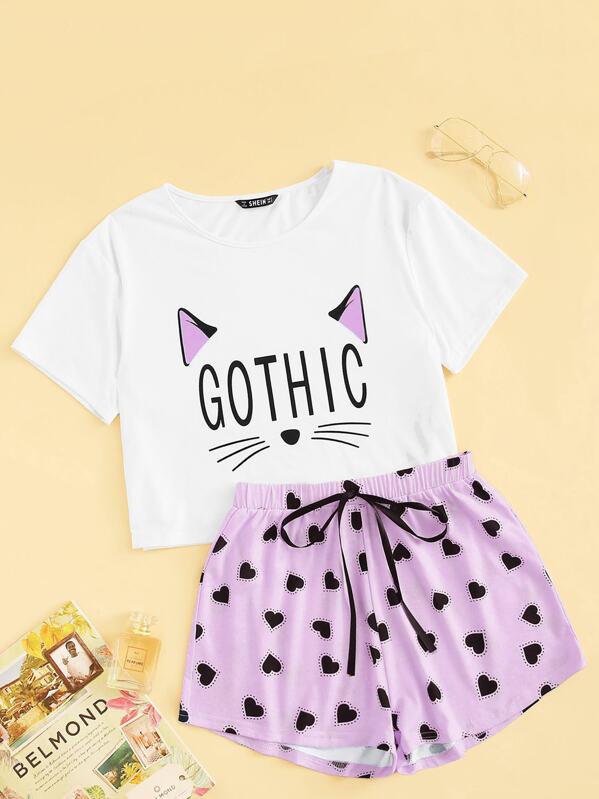 Пижама на кулиске со смешанным принтом, null
Пижама на кулиске со смешанным принтом, null