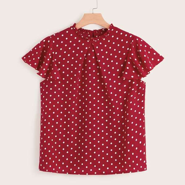 Plus Polka Dot Button Keyhole Blouse, Red
Plus Polka Dot Button Keyhole Blouse, Red