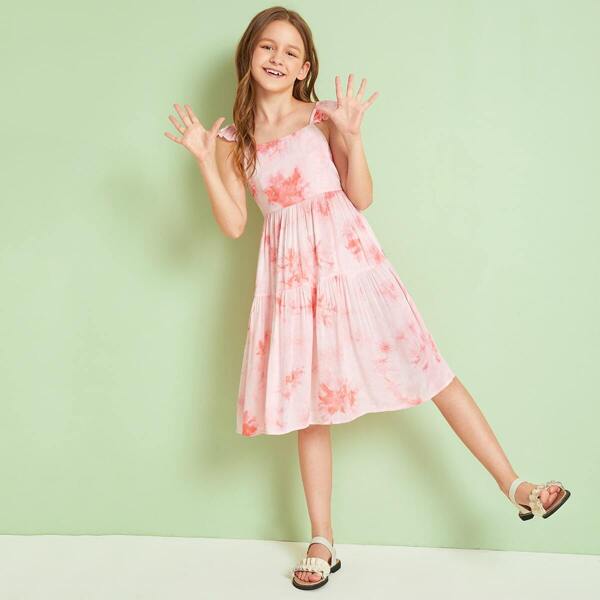 Girls Cut Out Back Ruffle Strap Tie Dye Dress
Girls Cut Out Back Ruffle Strap Tie Dye Dress
