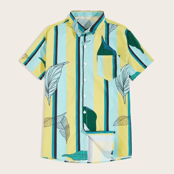 Men Leaf Print Pocket Front Shirt
Men Leaf Print Pocket Front Shirt