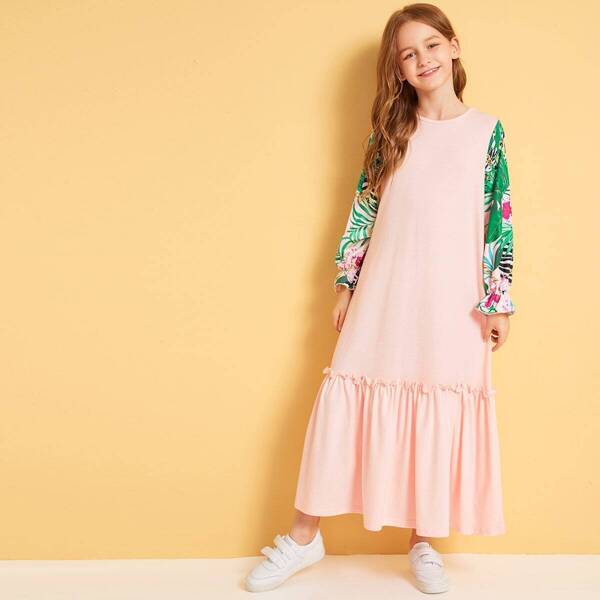 Girls Tropical Print Sleeve Frill Trim Dress
Girls Tropical Print Sleeve Frill Trim Dress