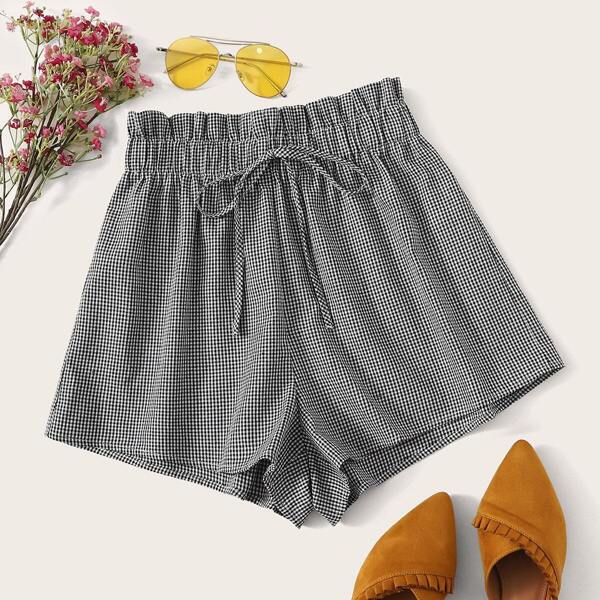 Paperbag Waist Tie Waist Gingham Shorts 
Paperbag Waist Tie Waist Gingham Shorts