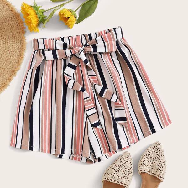Colorful Striped Self Tie Shorts
Colorful Striped Self Tie Shorts