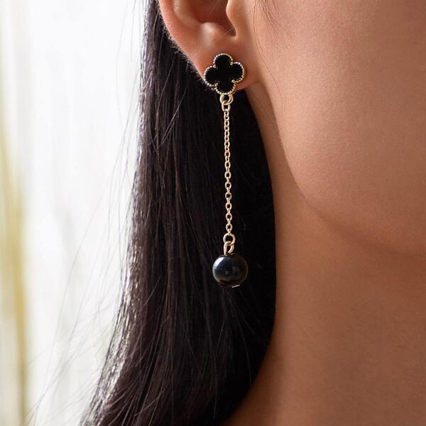 Clover Decor Bead Drop Earrings 1pair
Clover Decor Bead Drop Earrings 1pair