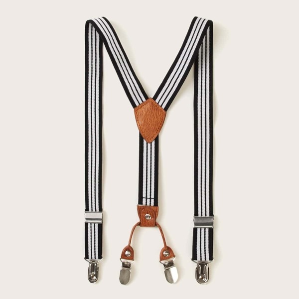 Men Striped Pattern Suspenders, Black and white
Men Striped Pattern Suspenders, Black and white