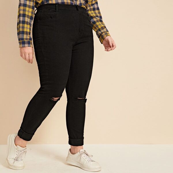 Plus Black Wash Ripped Skinny Jeans
Plus Black Wash Ripped Skinny Jeans