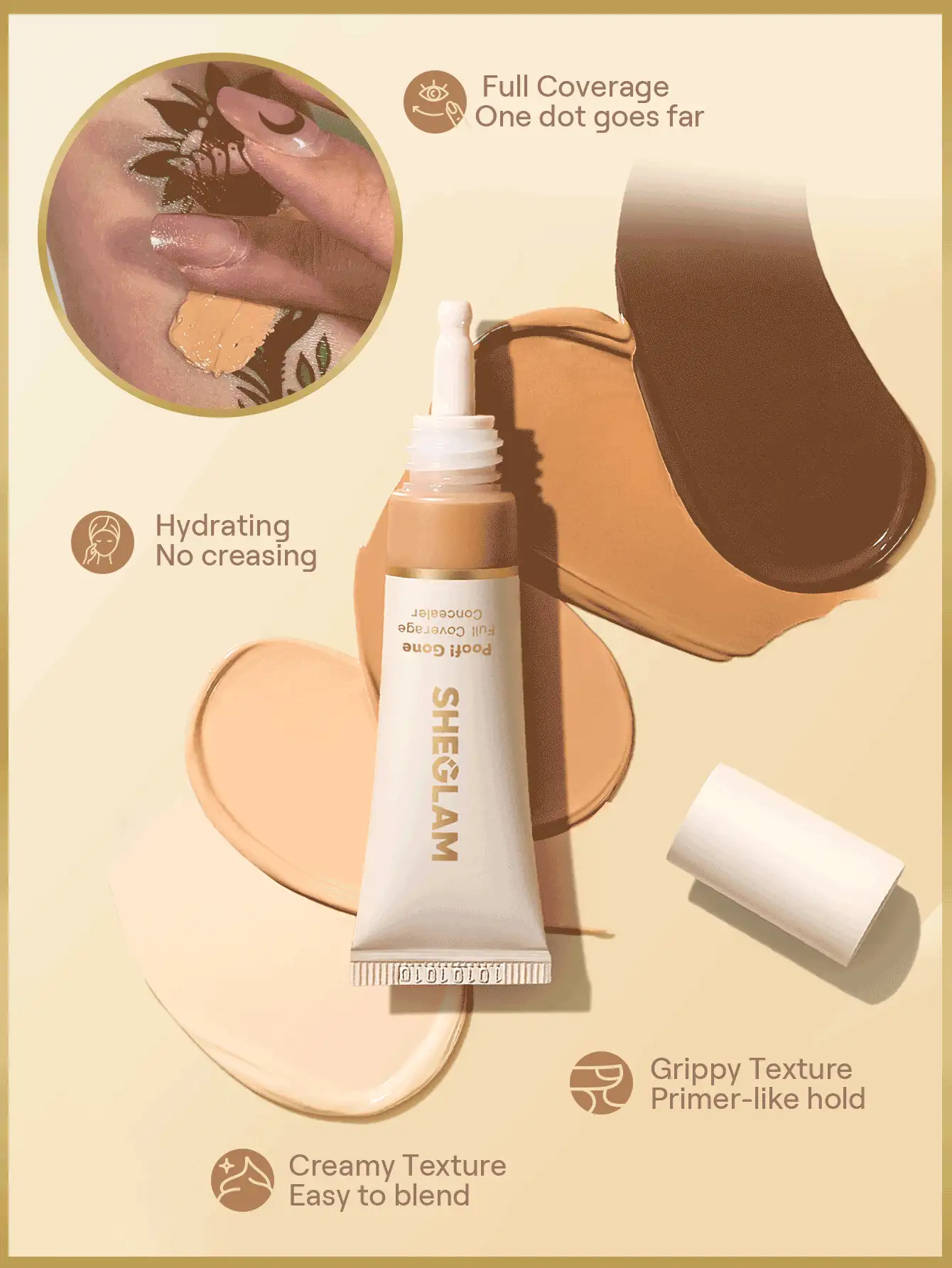 SHEGLAM Poof! Gone Correttore Coprente Marchio Bellezza Trucco Cosmetico Per Donne Ragazze Perfetto Per Autunno Inverno Ideale Per Y2K Elegante Moda Adatto Per Compleanno Natale Presente Festa Pronto Migliore Colore