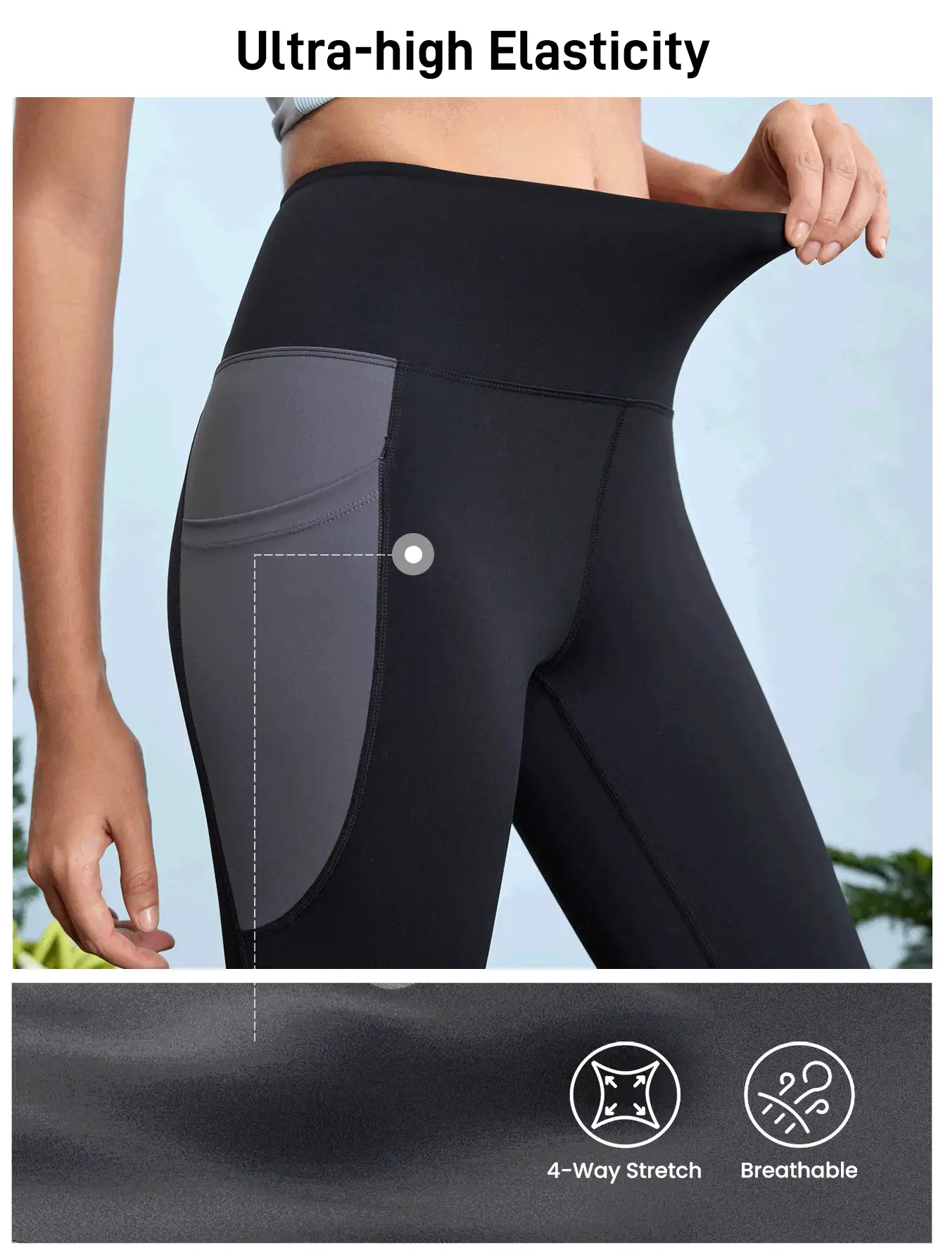 In My Nature Colanți elastici pentru femei, croială slim, respirabili și confortabili pentru drumeții, camping, fitness, naveta