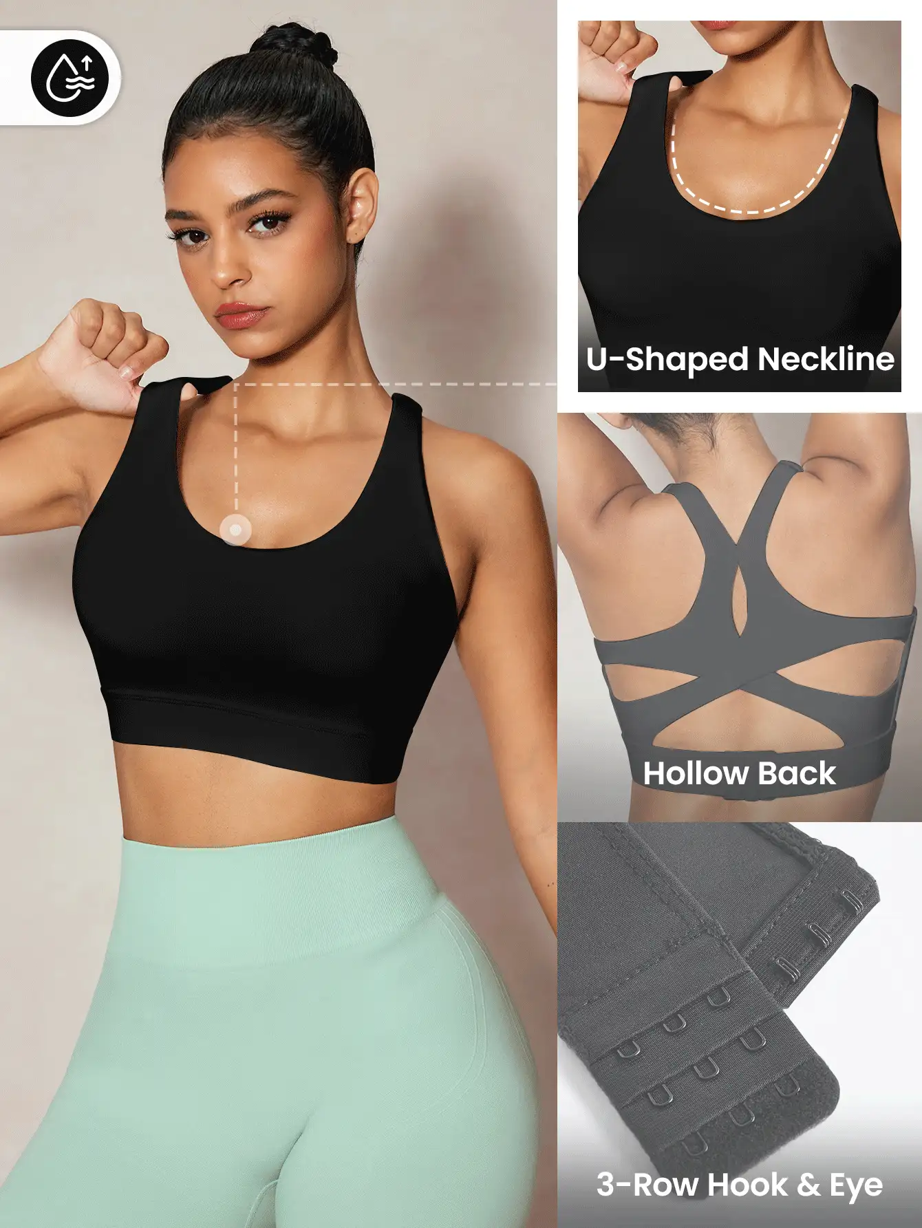 SHEIN Velisys Sujetador deportivo minimalista de unicolor con diseño cruzado y calado para mujeres