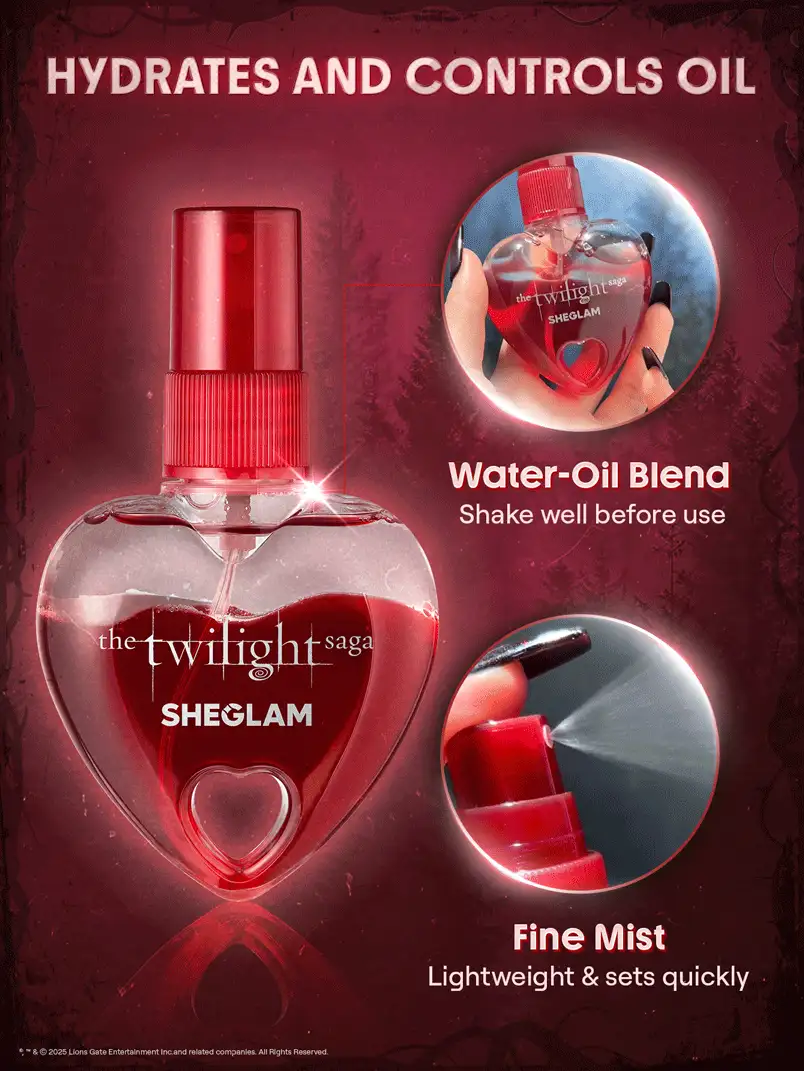 The Twilight Saga X SHEGLAM Forever Setting Spray Brand Beauty Makeup Face Paint Cosmetic For Women Girls Perfect For Fall Winter Ideal For Y2K Fancy Fashion Suitable For Birthday Christmas Present Party Ready Best Color