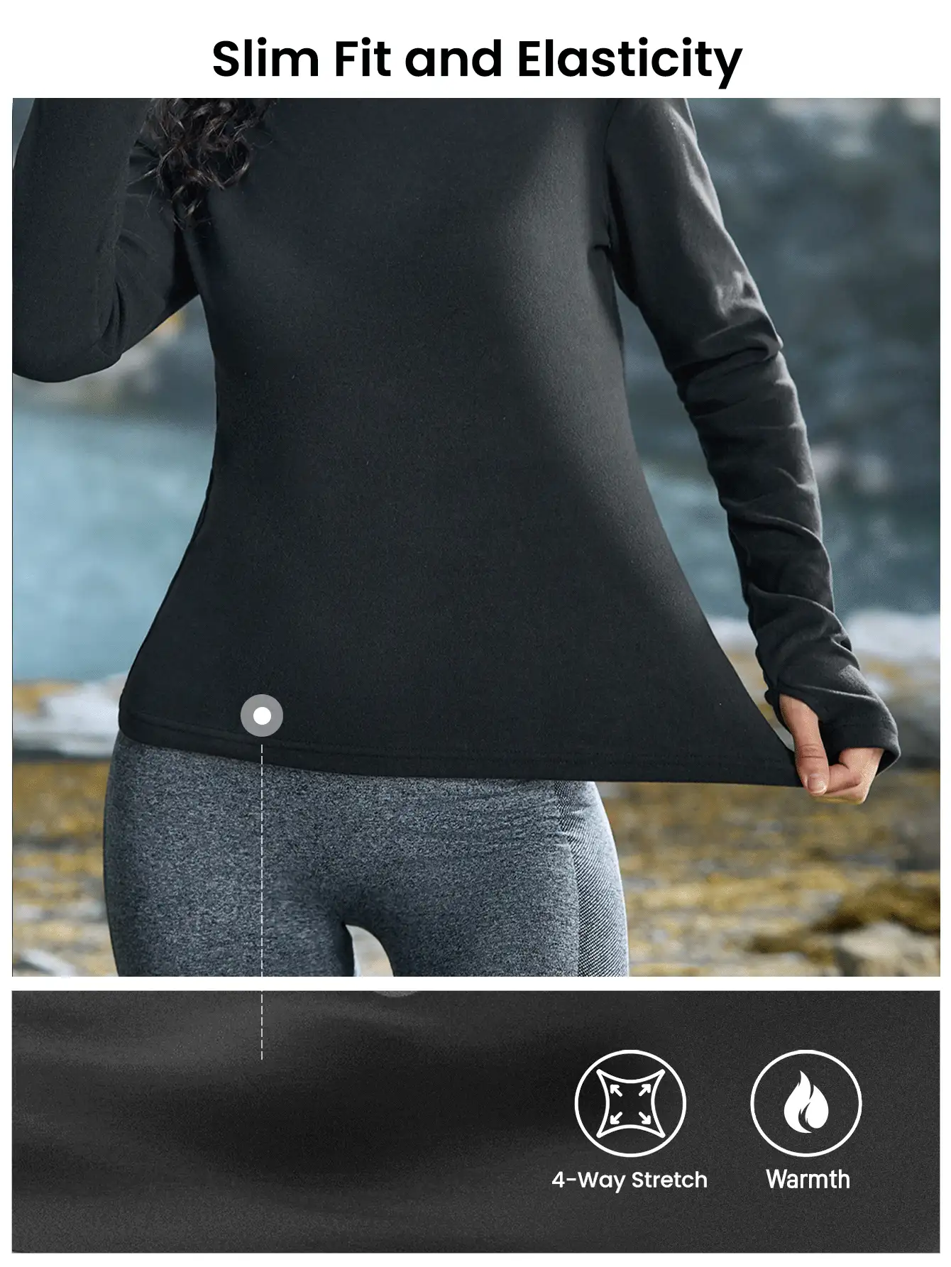 In My Nature Women's Solid Color Round Neck Long Sleeve Casual Fitness Outdoor T-Shirt Fitted Shirt