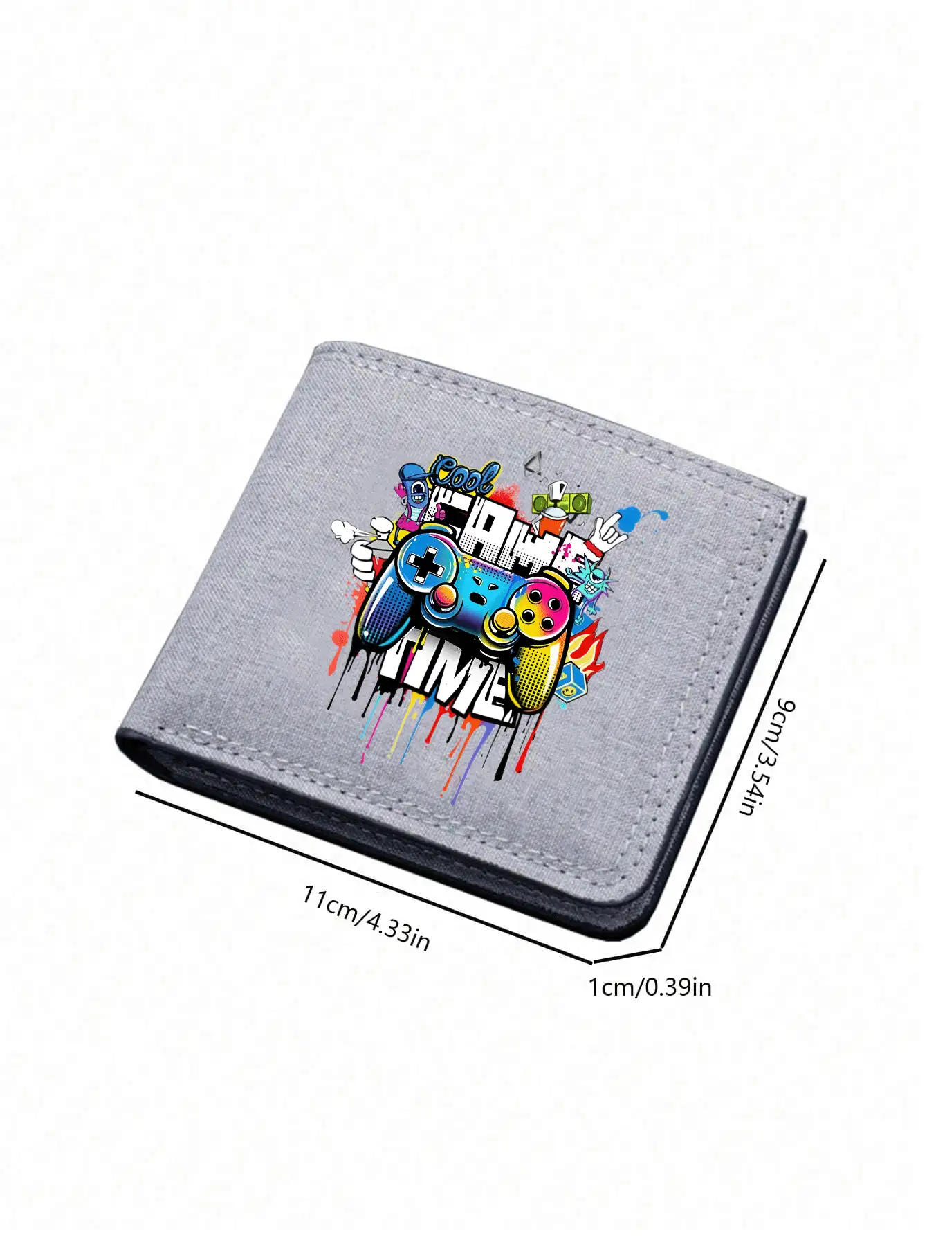 1 محفظة مطبوع عليها تصميم كرتوني ملون لجهاز تحكم بالألعاب على قماش مصمم فريد، متعدد فتحات البطاقات، محفظة مزدوجة مع حامل بطاقات الائتمان، خفيفة الوزن ومحمولة، متعددة فتحات البطاقات، هدية مثالية للمراهقين