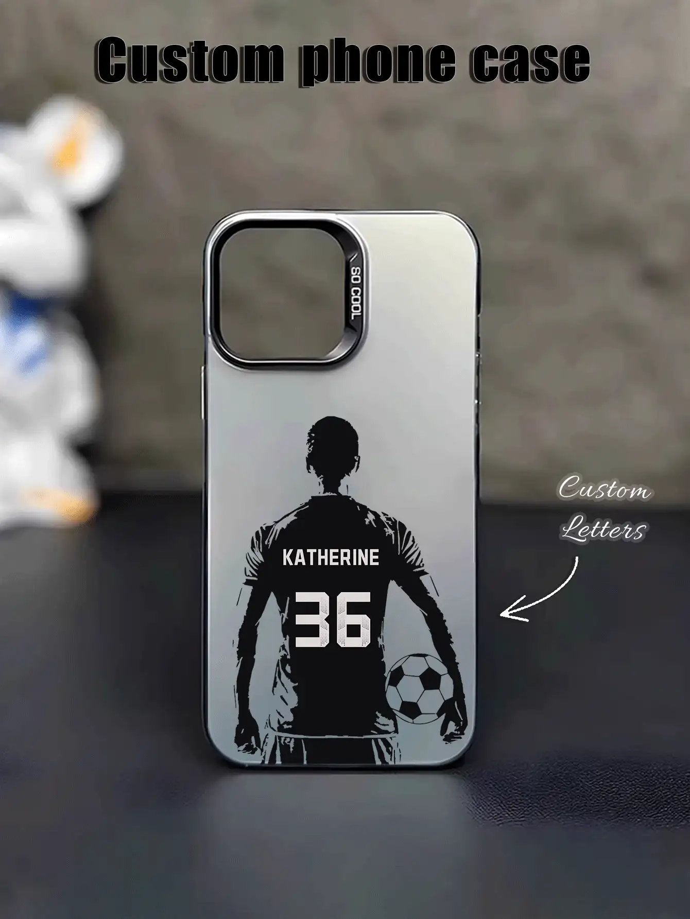 1pc Customizable Phone Case With Personal Name, Football Graphic, Compatible With Samsung S24 Ultra/S25 Ultra And 17 Pro Max/16 Pro/15/14 Plus/13 Pro/12 Pro Max/11/7P/XS/XR, Hard PC Material, Scratch-Resistant, Fingerprint-Proof, Suitable As Personal, Partner, Family, Friend, Couple, Sibling, Birthday, Anniversary Gift,Season Picks