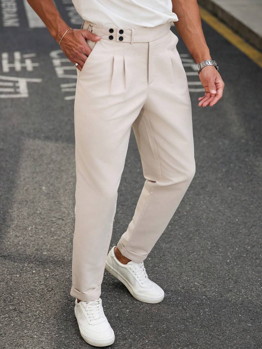 Manfinity Mode Pantalones de traje para hombre, estilo informal de negocios, adecuado para el verano