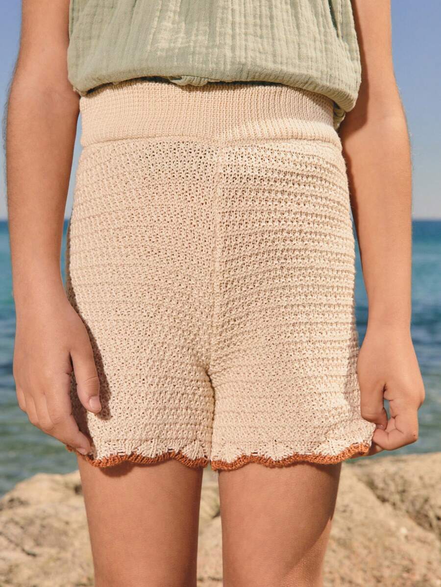 SHEIN Jeune fille Short décontracté à jambes droites amples, Printemps & Été