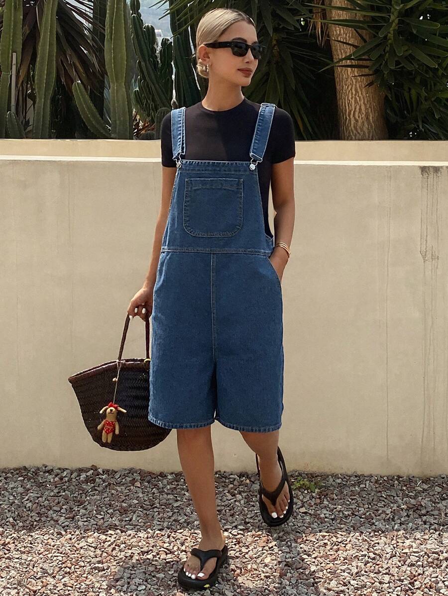 Livesso Summer New Loose Casual Women Denim Bib Pants