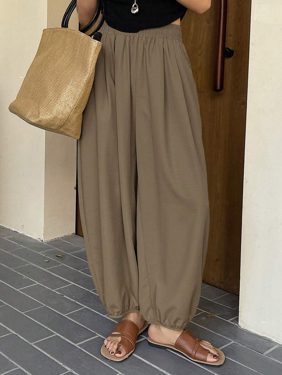 DAZY Women's Solid Color Wide Leg 3/4 Pants, Casual And Relaxed Style For Summer