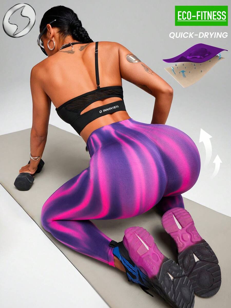 Innovista Leggings deportivos sin costura de cintura alta con efecto degradado a la moda