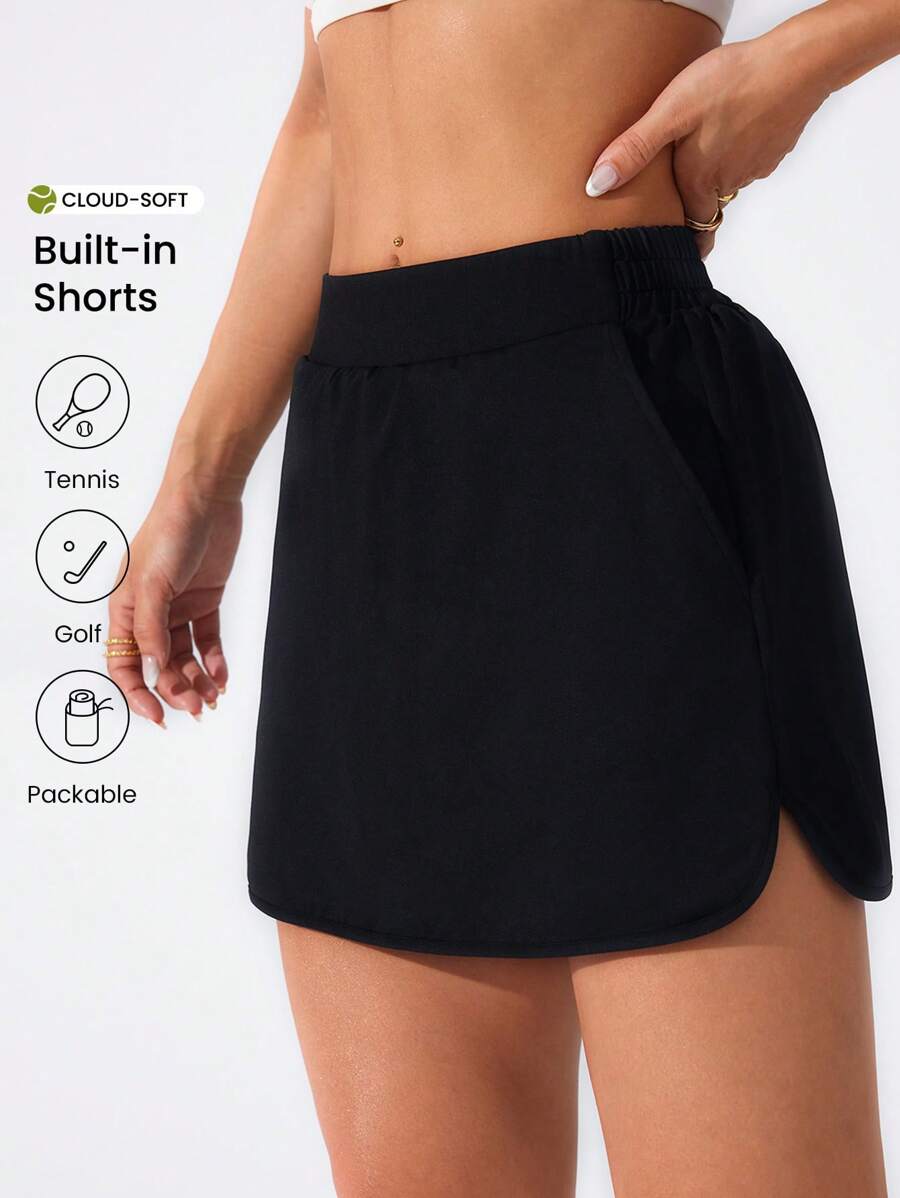 CourtClass Women Solid Color Simple Fashionable Sports Skirt, Suitable For Summer