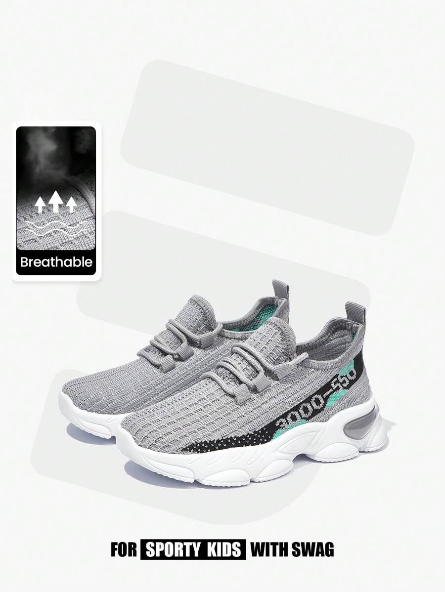 Chaussures de sport grises souples et respirantes en maille, polyvalentes et casual, parfaites pour la rentrée scolaire