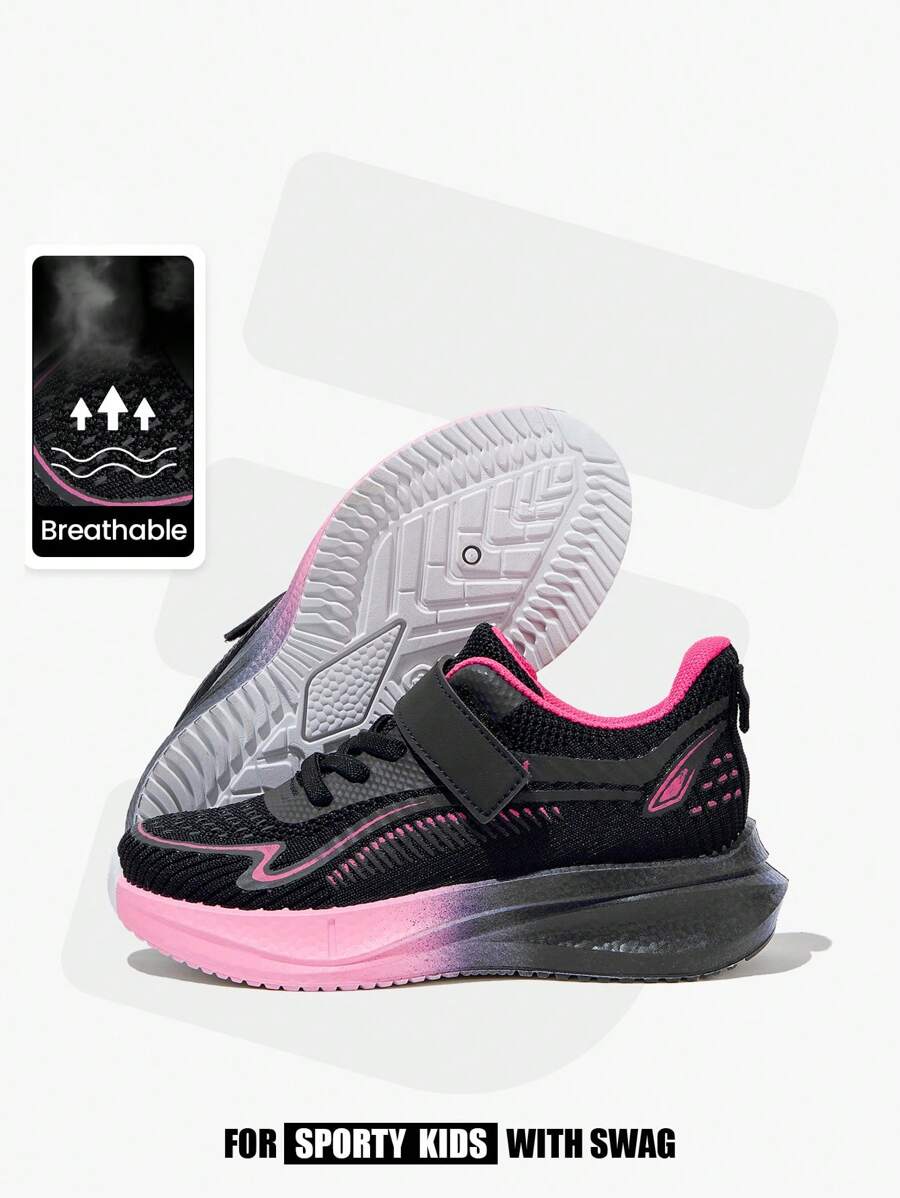 JNSQ 1 paar veelzijdige, casual, comfortabele, zachte, ademende veterschoenen voor alle wedstrijden, tweekleurige roze en zwarte sneakers voor meisjes, sportschoenen voor de start van het schooljaar