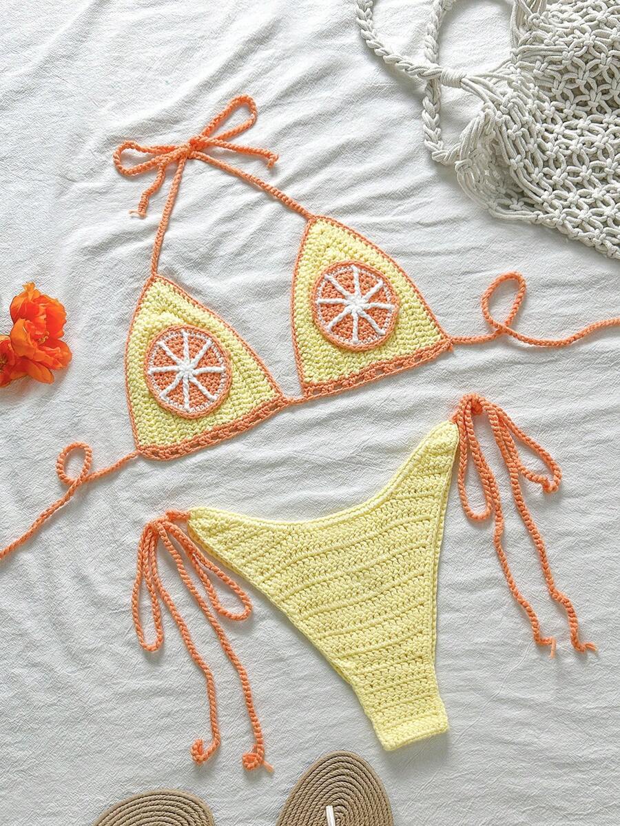 Swim Mod Set di coprispalla e gonna con lacci ai lati in stile uncinetto per vacanze estive, beach cover up per donne