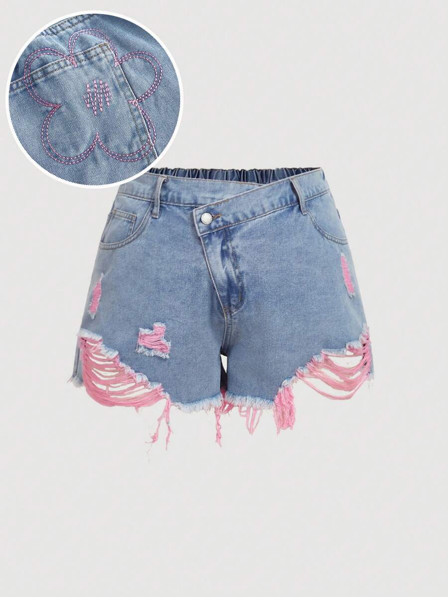 SHEIN MOD Plus Size Blue Denim Casual Fitted Shorts,Summer Outfits For Women,Cowgirl Outfits For Women,Going Out Shorts Women,Rave Outfits,Concert Outfit Women,Country Concert Outfit,Rave Outfits Festival,High Waisted Shorts,Flowy Shorts,Cruise Outfits Women,Airport Outfit For Women
