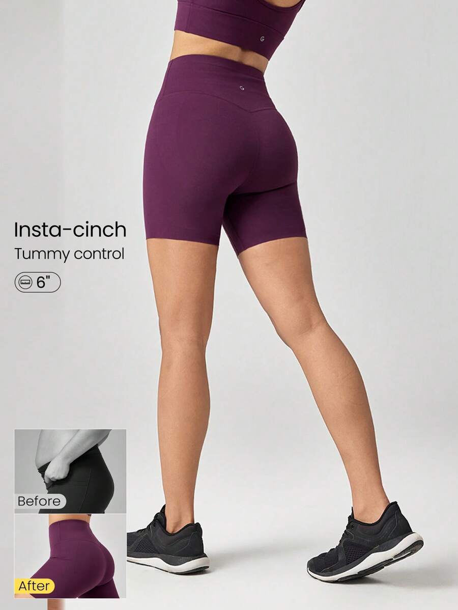 GLOWMODE 6" FeatherFit™-Sculpt Pantaloncini corti ciclisti attivi con controllo della pancia e sollevamento del sedere, pronto per correre, medio impatto, per running, jogging, allenamento in palestra