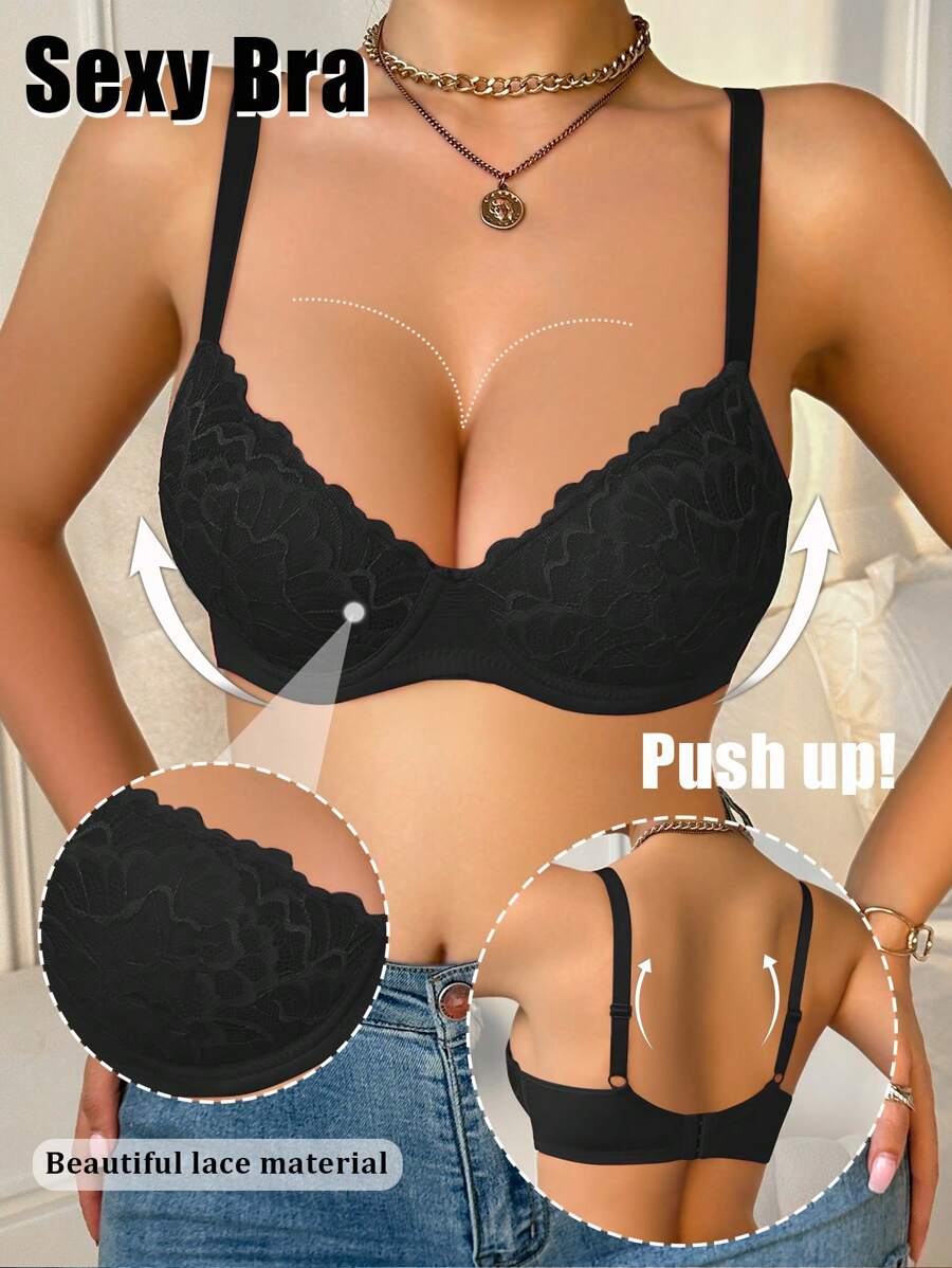 Bralette de encaje con aros sexy para mujer