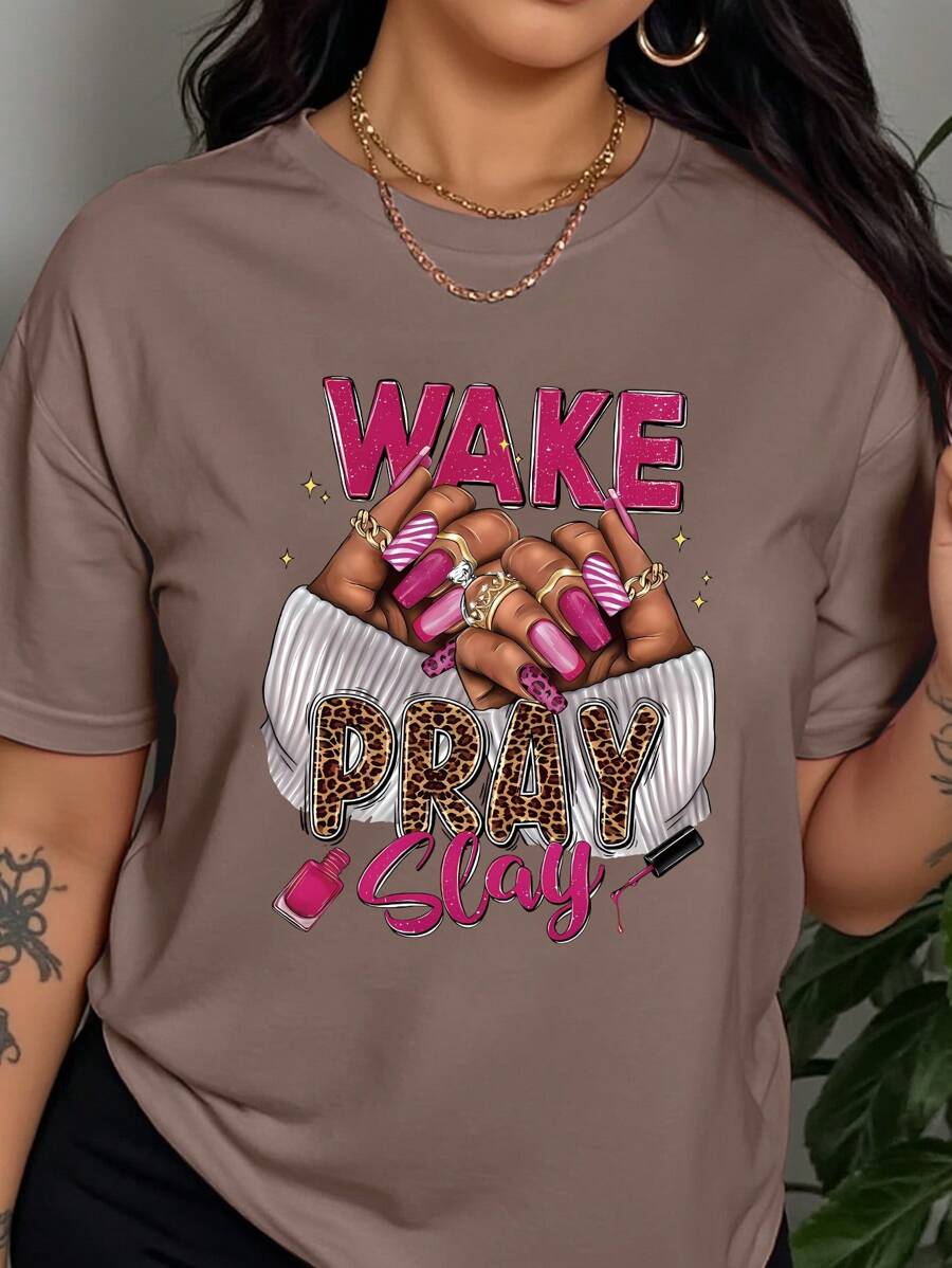 INAWLY Camiseta de mujer de cuello redondo sexy con manga corta con gráfico de letra del alfabeto y mano. Camiseta gráfica de mujer