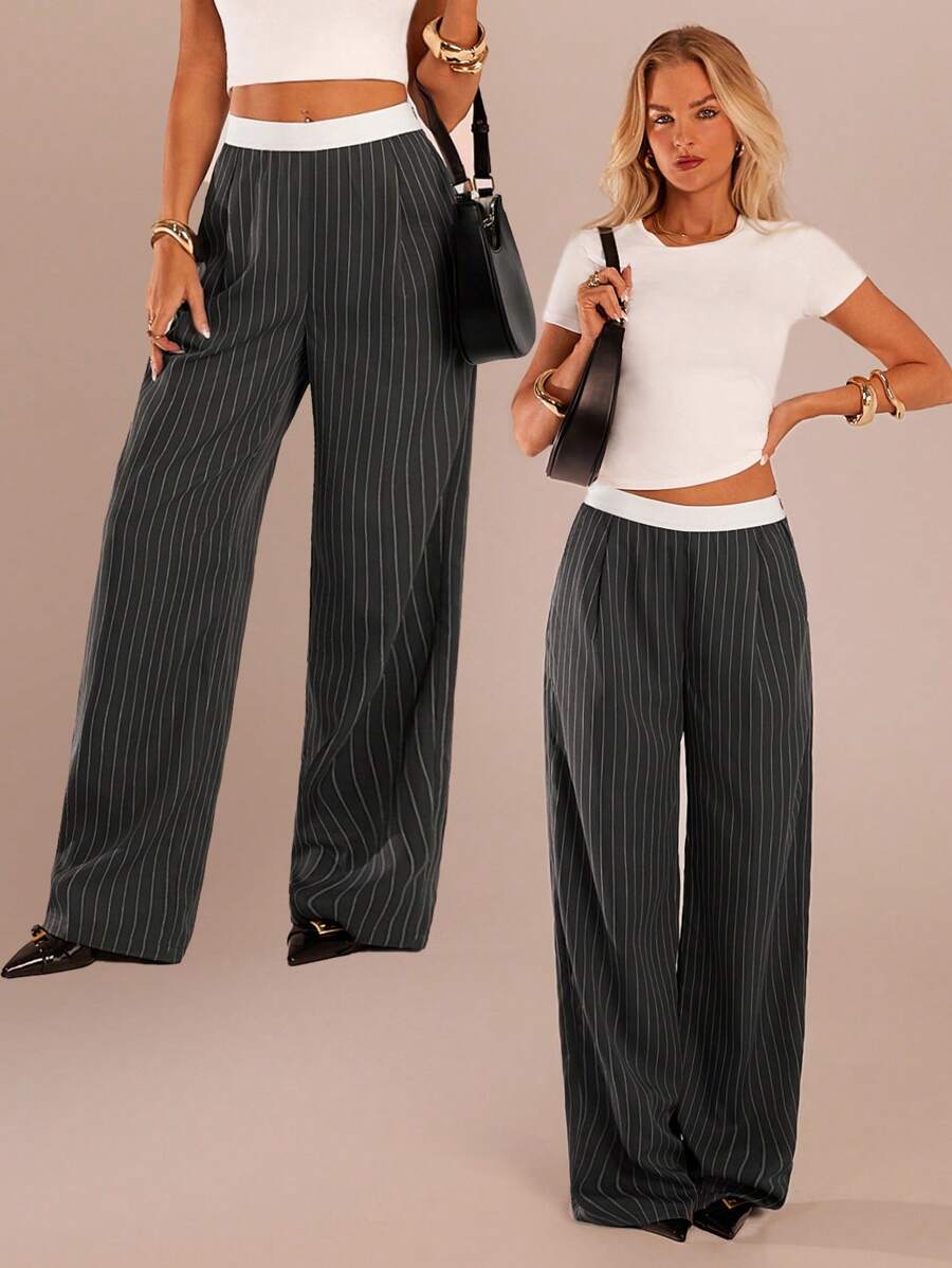 SHEIN Forever 21 Wiosna i lato Kobiety Romantyczne/Prom/Formalne/Urodziny/Ubrania z lat 90./Biznesowa, swobodna kobieta/Eleganckie/Stroje zachodnie/Wyjścia/Moda/Swobodne/Ubrania Y2k/Klub/Biuro/Koktajlowe/Vintage/Obcisłe/Stroje rave Festiwal/Zabawne/Eleganckie/Stare pieniądze/Streetwear/Stroje wakacyjne/Stroje na koncert country/Ubrania robocze/Skromne/Wiosenna przerwa/Stroje na wieczór panieński/Koncert/Złośliwe/Podstawowe/Ukończenie szkoły/Niski stan/Luźne/Proste nogawki/Szerokie nogawki/Szare spodnie