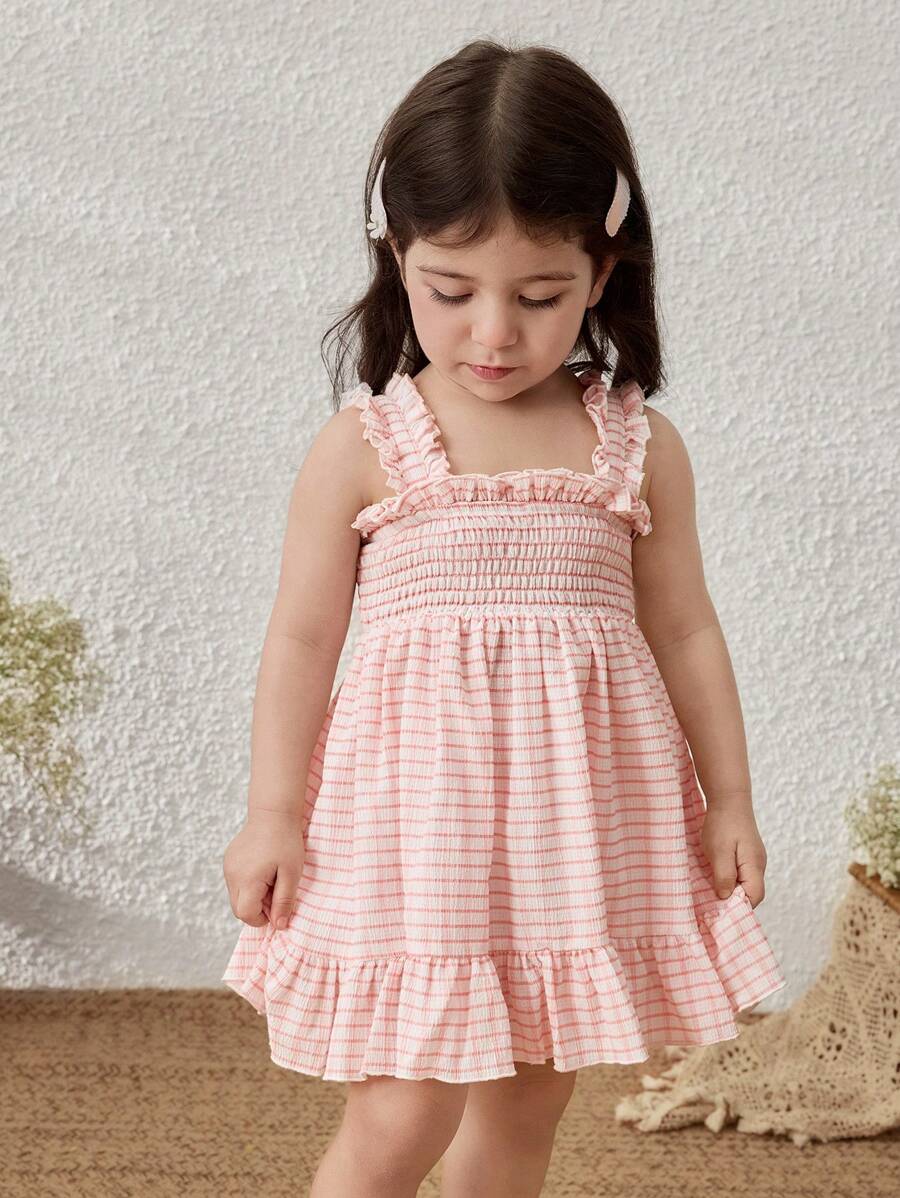 Blossori Vestito estivo smanicato a righe in stile pastorale per bambina