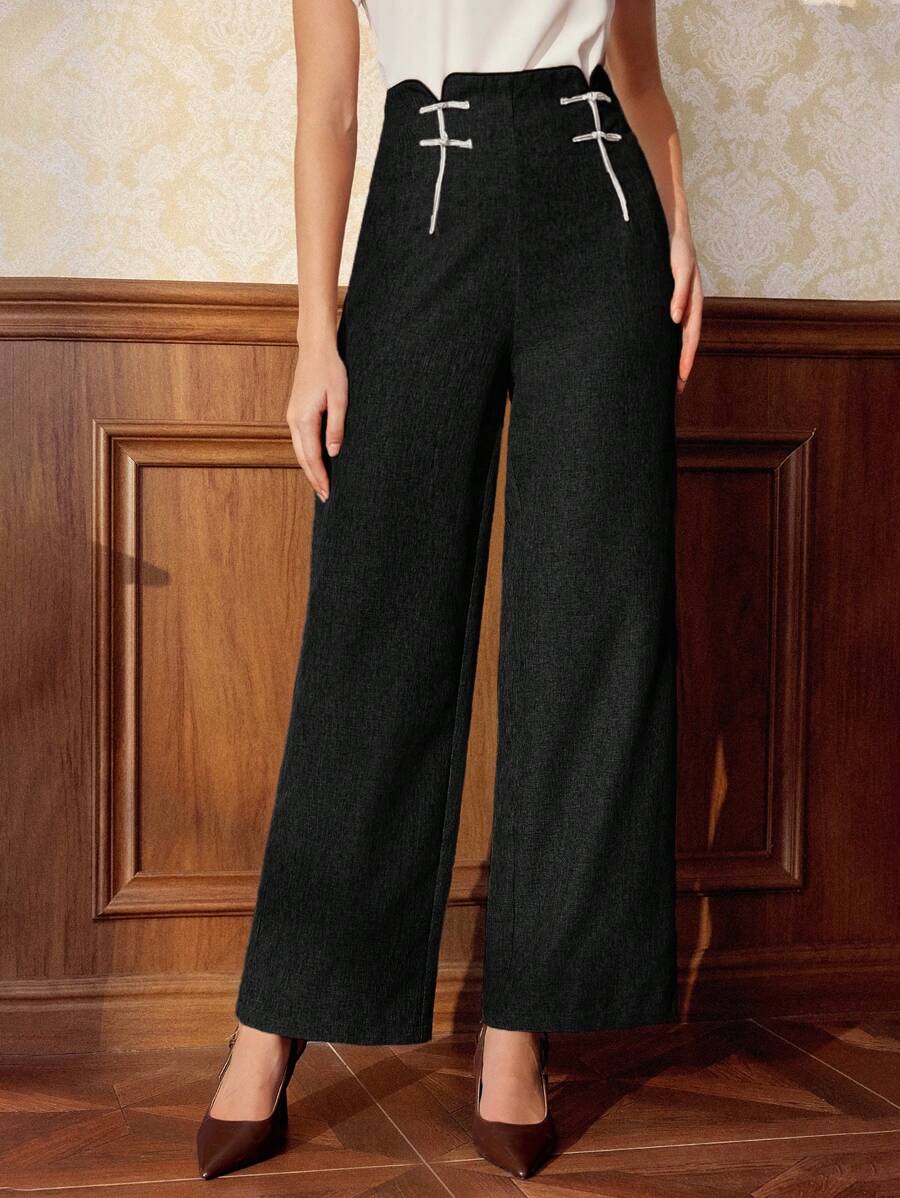 Vintamour Pantalones rectos elegantes de mujer vintage, adecuados para todas las estaciones, con ribete de color contrastante, color café, adecuado para el Día de San Valentín, negocios casuales, ropa de iglesia, ropa de oficina, ropa de crucero, estilo dinero viejo, ropa de maestra, atuendo del Año Nuevo Chino, ropa de verano para el Día de San Valentín, ropa de iglesia para mujer
