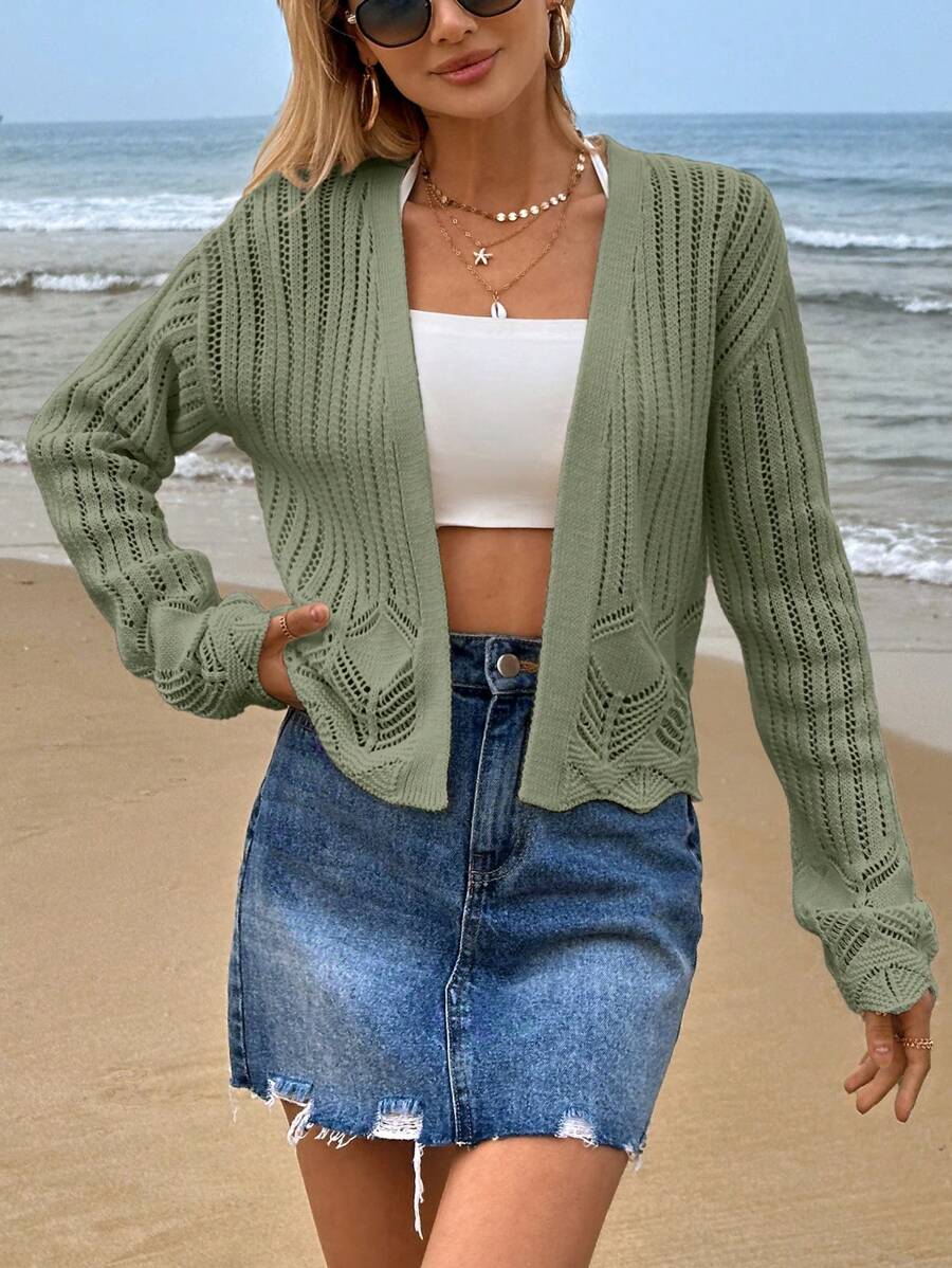 Cubre todo de manga larga de unicolor para mujer, de moda para el verano
