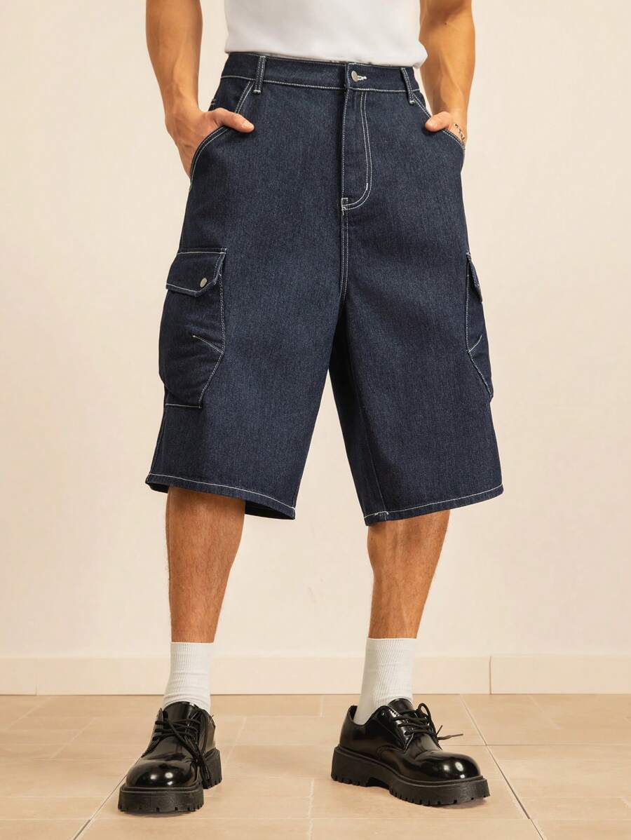 SWAVVY Pantalones cortos rectos de cintura elástica de unicolor sueltos y casuales para hombres