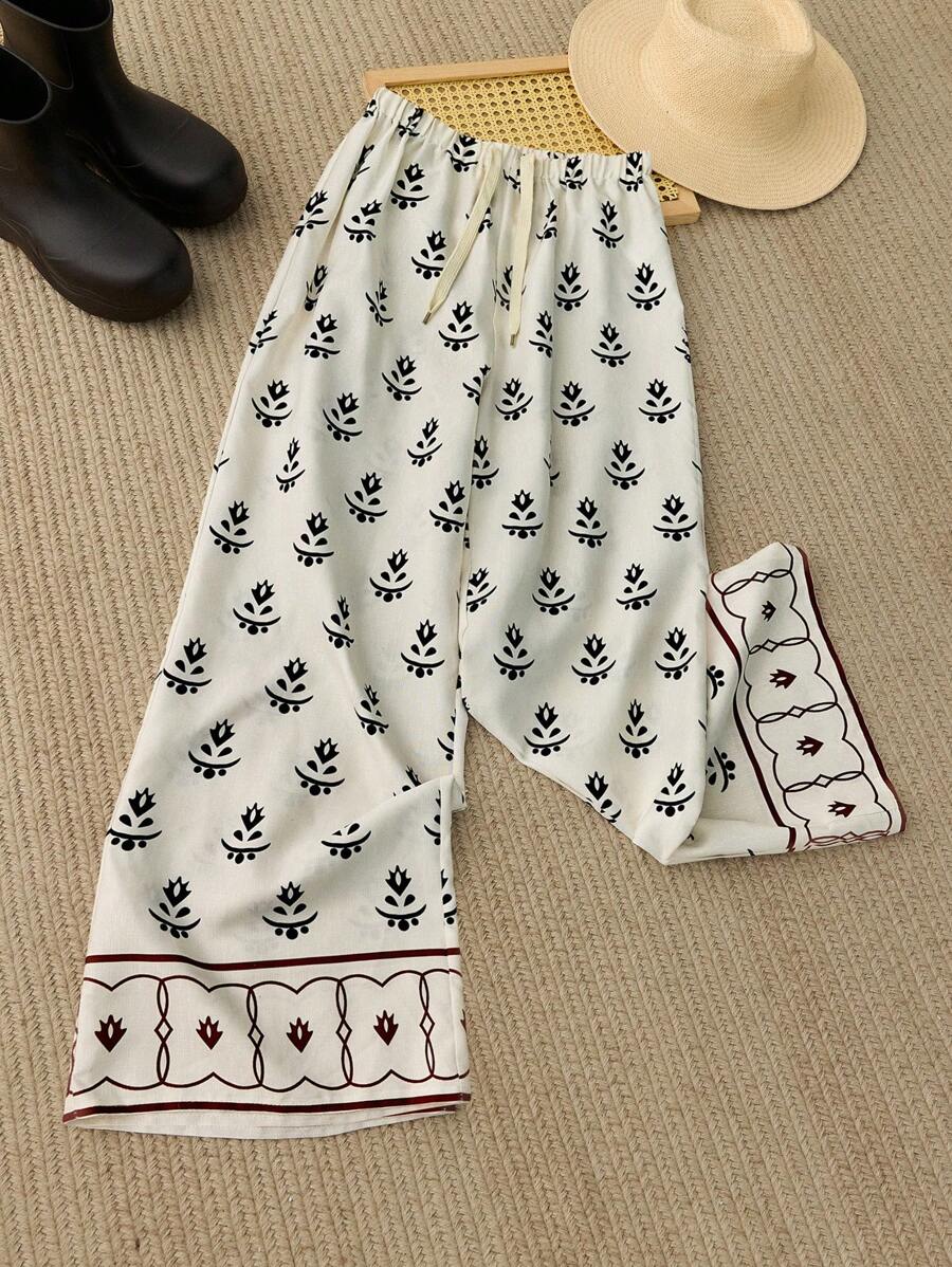 Breezaya Pantaloni casual da donna con stampa digitale stile vacanza, stampa casuale