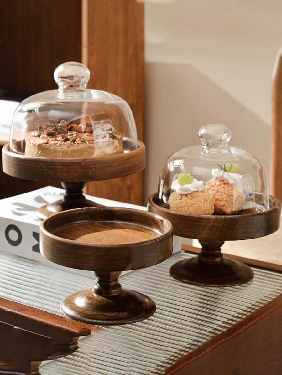 SHEIN 1set High-End Solid Wood Tall Cake & Bread Display Tray For Tea Breaks, Afternoon Tea, Snacks, Fruits Christmas Gift