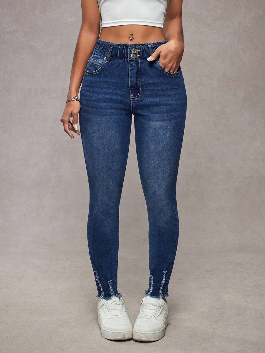 SHEIN Tall Jeans skinny a vita alta strappati e lavati