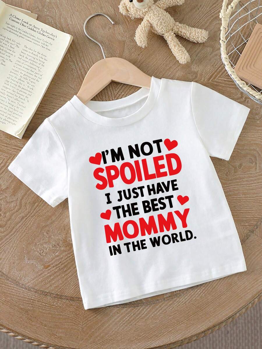 Jong meisje Letter Print Casual Comfortabel Mode Ronde Hals T-shirt