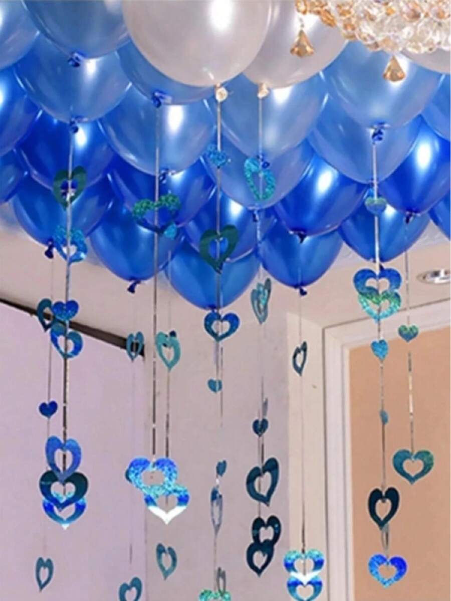 1 Set holografische herzförmige Girlande, blaue Hängegirlande mit Herzen, Valentinstag Dekoration, für Heim, Hochzeit, Jahrestag, Party, Weihnachten