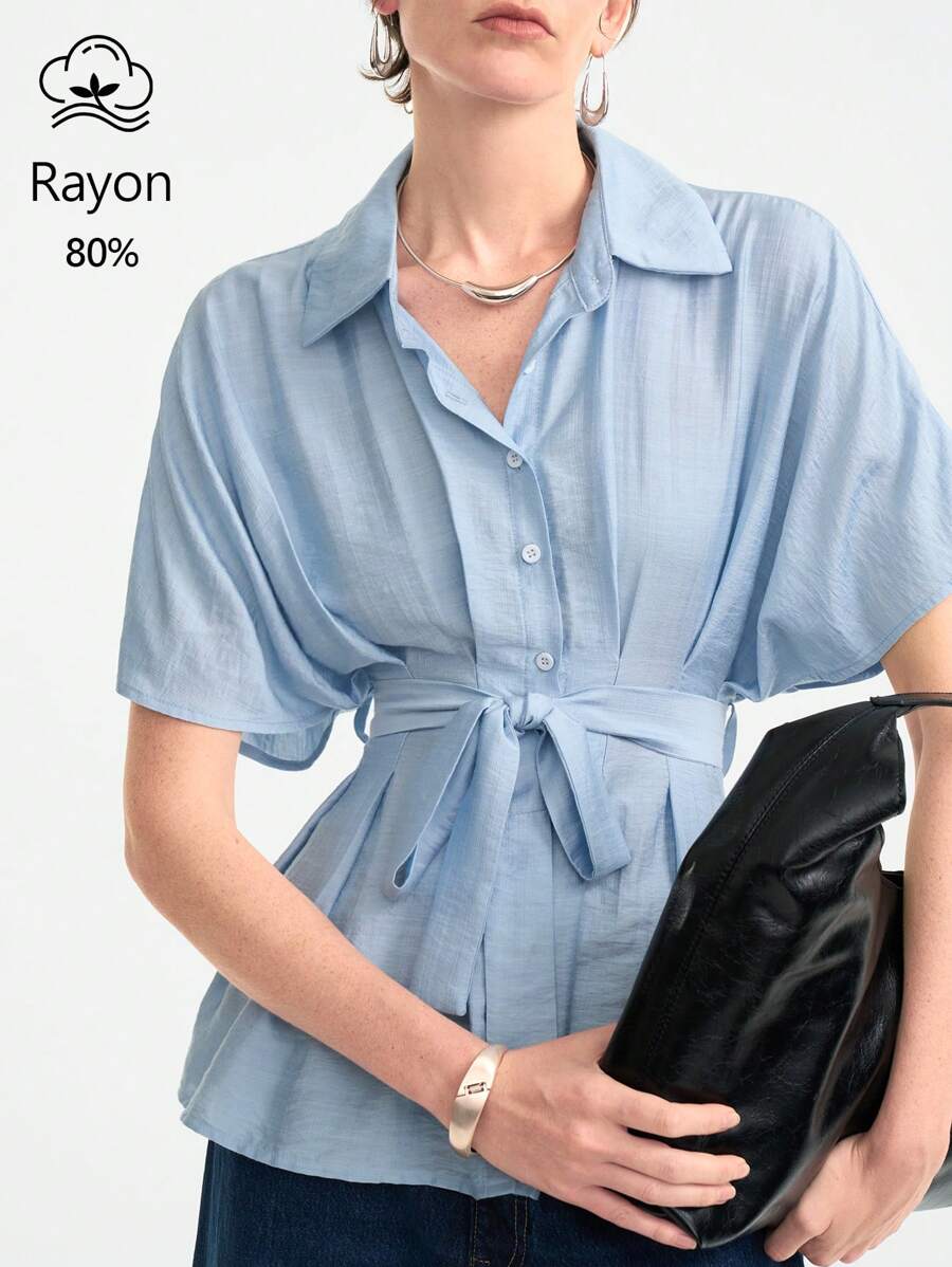 Aalyst Camicetta aderente blu nuova collezione primavera/estate 2025 per donna